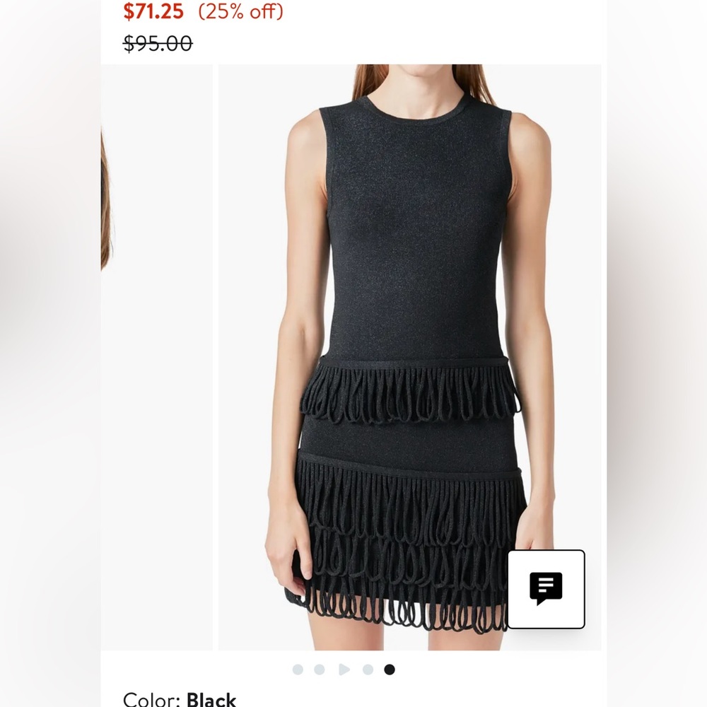 Endless Rose Metallic Knit Loop Fringe Tank New without tags Black Medium